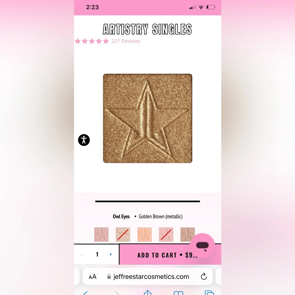 Jeffree Star single eyeshadows set of 5